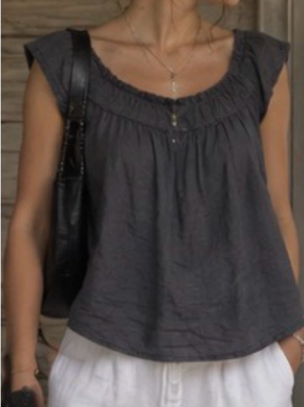 Vero Moda Charcoal Ruffled Tie-Front Sleeveless Camisole